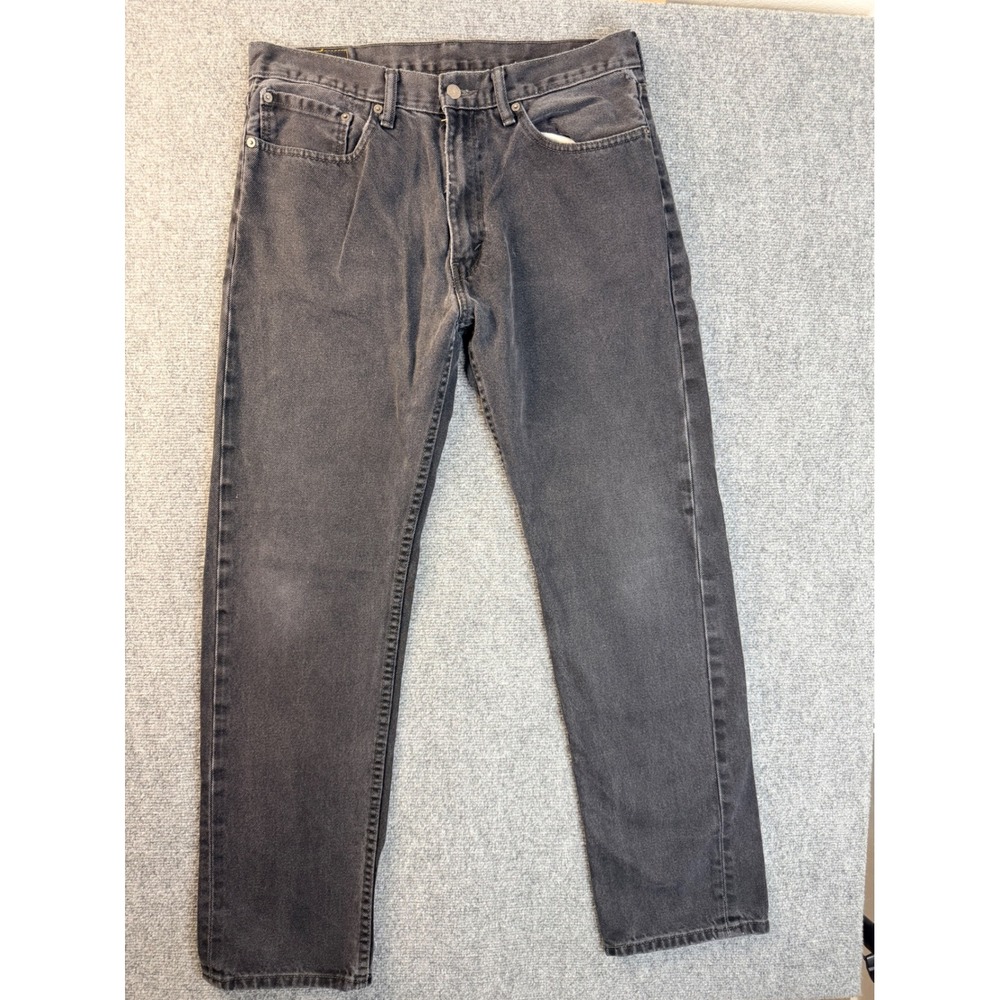 Levis 505 Regular Fit Jeans Mens 36x34 Faded Black Denim Straight Leg Workwear